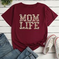 Women's T-shirt Short Sleeve T-shirts Printing Casual Mama Letter Leopard main image 4