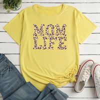 Women's T-shirt Short Sleeve T-shirts Printing Casual Mama Letter Leopard main image 8