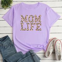 Frau T-shirt Kurzarm T-shirts Drucken Lässig Mama Brief Leopard main image 7