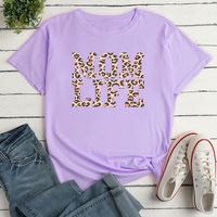 Women's T-shirt Short Sleeve T-shirts Printing Casual Mama Letter Leopard main image 7