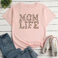 Women's T-shirt Short Sleeve T-shirts Printing Casual Mama Letter Leopard main image 5