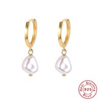 1 Pair IG Style Simple Style Irregular Pearl Sterling Silver 18K Gold Plated Drop Earrings sku image 1