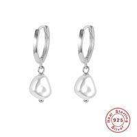 1 Pair Fashion Geometric Sterling Silver Inlay Pearl Zircon Drop Earrings sku image 13