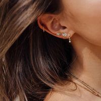 1 Pair Fashion Geometric Sterling Silver Inlay Pearl Zircon Drop Earrings main image 2