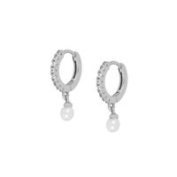 1 Pair Fashion Geometric Sterling Silver Inlay Pearl Zircon Drop Earrings sku image 7