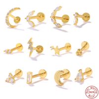 1 Piece Fashion Star Moon Lightning Sterling Silver Inlay Zircon Ear Studs main image 1