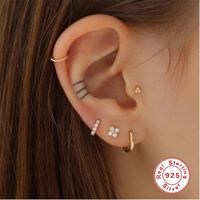 1 Piece Fashion Star Moon Lightning Sterling Silver Inlay Zircon Ear Studs main image 5