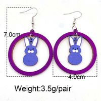 1 Pair Fashion Rabbit Round Wood Hollow Out Easter Women's Drop Earrings main image 5