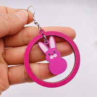 1 Pair Fashion Rabbit Round Wood Hollow Out Easter Women's Drop Earrings main image 4
