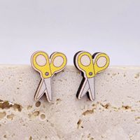1 Pair Fashion Scissors Star Pencil Wood Women's Ear Studs sku image 2