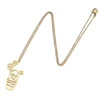 201 Stainless Steel 18K Gold Plated Retro Plating Cactus Pendant Necklace main image 5