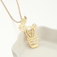 201 Stainless Steel 18K Gold Plated Retro Plating Cactus Pendant Necklace sku image 2