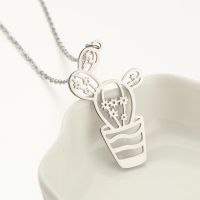 201 Stainless Steel 18K Gold Plated Retro Plating Cactus Pendant Necklace sku image 1