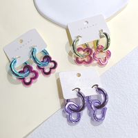 1 Par Moda Trébol De Cuatro Hojas Ronda Forma De Corazón Arílico Epoxy Mujeres Pendientes De Gota main image 1