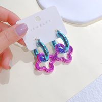 1 Par Moda Trébol De Cuatro Hojas Ronda Forma De Corazón Arílico Epoxy Mujeres Pendientes De Gota sku image 6