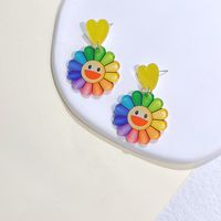 1 Pair Cartoon Style Heart Shape Flower Dragonfly Arylic Epoxy Women's Drop Earrings main image 5