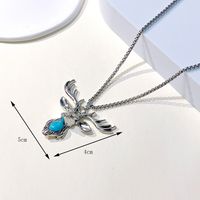 1 Piece Retro Rabbit Cross Bear Stainless Steel Alloy Inlay Turquoise Unisex Pendant Necklace sku image 2