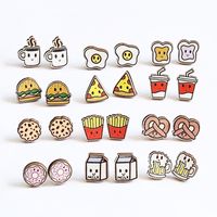 1 Pair Simple Style Letter Wood Printing Women's Ear Studs main image 1