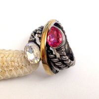 Wholesale Hip-hop Oval Water Droplets Titanium Steel Rhinestones Rings sku image 11