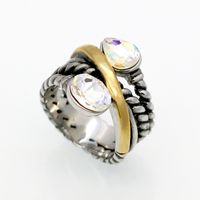 Wholesale Hip-hop Oval Water Droplets Titanium Steel Rhinestones Rings sku image 5