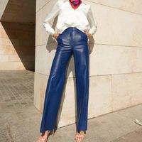 Women's Holiday Street Retro Solid Color Full Length Casual Pants Straight Pants main image 1