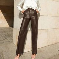 Women's Holiday Street Retro Solid Color Full Length Casual Pants Straight Pants main image 4