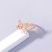 1 Piece Fashion Heart Shape Fish Tail Copper Plating Inlay Zircon Open Ring main image 6