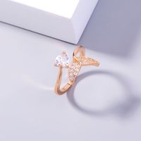1 Piece Fashion Heart Shape Fish Tail Copper Plating Inlay Zircon Open Ring main image 5