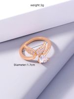 1 Piece Fashion Heart Shape Fish Tail Copper Plating Inlay Zircon Open Ring main image 3