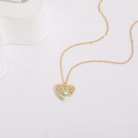 1 Piece Korean Style Tree Heart Shape Copper Inlay Zircon 14k Gold Plated Pendant Necklace sku image 1