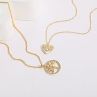 1 Pieza Estilo Coreano Árbol Forma De Corazón Cobre Embutido Circón Chapado En Oro De 14 Quilates. Collar Colgante main image 4