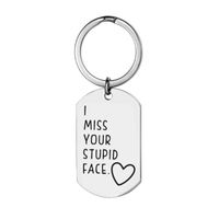 1 Piece Simple Style Letter Stainless Steel Polishing Carving Keychain main image 4