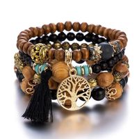 Bohemien Geometrisch Baum Holz Perlen Frau Armbänder main image 4