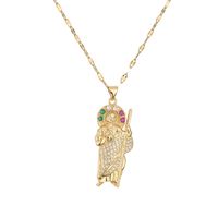 Vintage Style Human Copper Gold Plated Zircon Pendant Necklace In Bulk main image 2