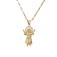 Vintage Style Human Copper Gold Plated Zircon Pendant Necklace In Bulk sku image 1