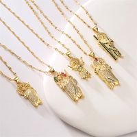 Vintage Style Human Copper Gold Plated Zircon Pendant Necklace In Bulk main image 1