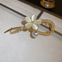 Elegant Fashion Geometric Flower Alloy Plating Inlaid Pearls Artificial Pearls Hair Clip sku image 4