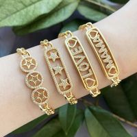 1 Piece Simple Style Letter Star Copper Plating Inlay Rhinestones Bracelets main image 1