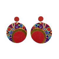 1 Pair Simple Style Round Stoving Varnish Wood Drop Earrings main image 2
