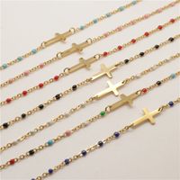Wholesale Bohemian Cross Stainless Steel Titanium Steel Plating Gold Plated Pendant Necklace main image 6
