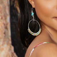 1 Pair Ethnic Style Round Fabric Women's Drop Earrings main image 5