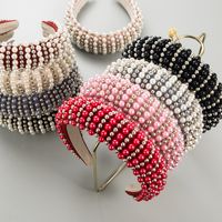 Europäische Und Amerikanische Mode Verdicktes Schwamm Perlen Kopfband Damen Netz Rot Retro Stirnband Hohe Kranielle Haarschmuck main image 1