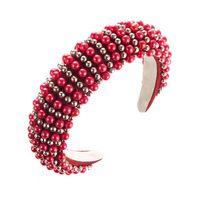 Europäische Und Amerikanische Mode Verdicktes Schwamm Perlen Kopfband Damen Netz Rot Retro Stirnband Hohe Kranielle Haarschmuck sku image 4