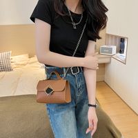 Women's Small Pu Leather Lingge Fashion Square Magnetic Buckle Crossbody Bag main image 3