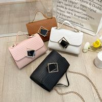Women's Small Pu Leather Lingge Fashion Square Magnetic Buckle Crossbody Bag main image 6
