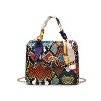 Women's Pvc Color Block Vintage Style Square Lock Clasp Shoulder Bag Handbag Crossbody Bag sku image 1