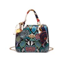 Women's Pvc Color Block Vintage Style Square Lock Clasp Shoulder Bag Handbag Crossbody Bag sku image 4