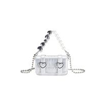 Women's Mini Summer Pu Leather Star Plaid Heart Shape Streetwear Pearls Square Magnetic Buckle Square Bag sku image 1