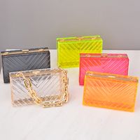 Pvc Metal Solid Color Square Evening Bags main image 1