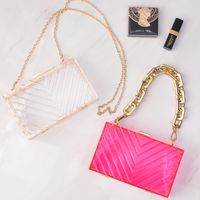 Pvc Metal Solid Color Square Evening Bags main image 5